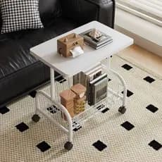 Mesa Lateral Multiuso Com Rodinhas - Branca