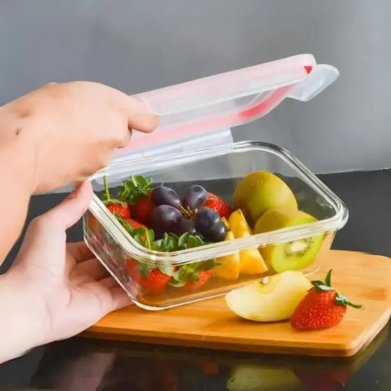 Pote de vidro hermetico para alimentos com tampa plastica 1040ml