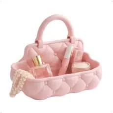 Organizador Porta Maquiagem -Joias - Bijuterias - Decorativa Acolchoada com Alça - Rosa