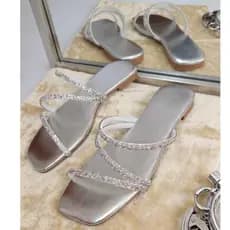Rasteirinhas Feminina com Brilho de Strass confortável Sandália Feminina com Strass