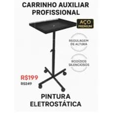Carrinho Auxiliar Para Coloração Mega Hair Com Regulagem De Altura