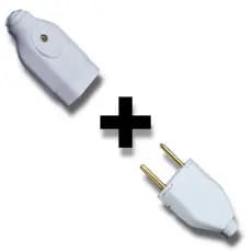 Plugue tomada macho + plugue fêmea para extensão 2p 10A Branco