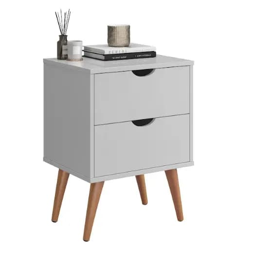Mesa De Cabeceira Nicho Quarto Madri 2 Gaveta Pés Palito Retro