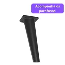 Kit com 04 Pés de Plástico Palito C/ Parafusos Retrô para móveis bancos Mesa de Cabeceira Preto