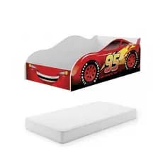 Cama Infantil Montessoriana McQueen MDF Vermelho Carro Temática para Meninos Com Colchão Quarto