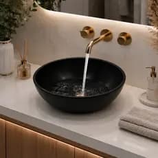 Cuba Moderna Sobrepor Banheiro Redonda 28 cm Apoio Lavabo Premium Resistente Fácil Limpeza Compacta