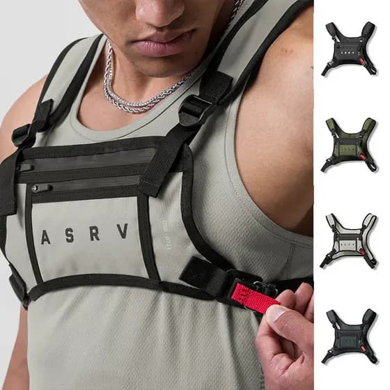 Marca De Moda Masculina Saco Multi-Funcional Para O Peito Exterior Casual De Corrida Esportiva Pequeno Celular Colete Tático