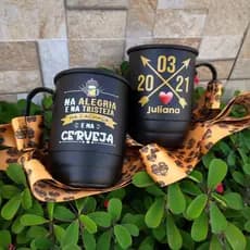 KIT Canecas para namorados -  Canecas de alumínio para casal - Caneca de alumínio personalizada com tirante para namorados - Caneca de alumínio casal Casamento Noivado