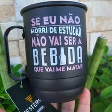 Canecas de alumínio personalizadas com nome - Caneca de aluminio com tirante personalizado - Caneca aluminio com tirante - Copo com tirante personalizado