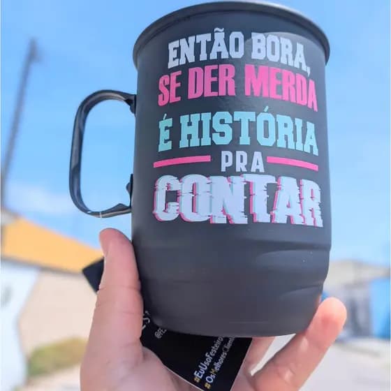 Caneca de alumínio com tirante / Canecas de 400ml - 500ml - 800ml / Caneca personalizada alumínio com tirante