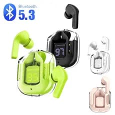 Fone De Ouvido Sem Fio Bluetooth 5.3 Ruído Cancelando Fones Com Microfone HiFi Stereo Digital Display Transparente