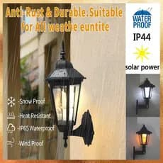 2pcs E27 Solar Pathway Light lâmpada de parede hexagônico luzes de parede ao ar livre LED impermeável estilo europeu
