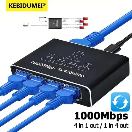 1000Mbps Divisor Ethernet 1 A 3/4 Extensão De Rede RJ45 LAN Internet HUB Para PC Portátil Roteador TV-Box Digital