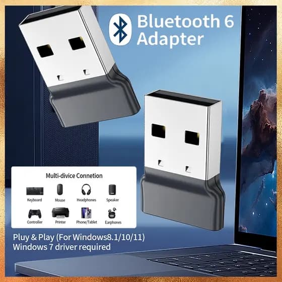 Adaptador Dongle USB Bluetooth 6.0 Para PC Alto-Falante Sem Fio Mouse Teclado Música Receptor De Áudio Transmissor