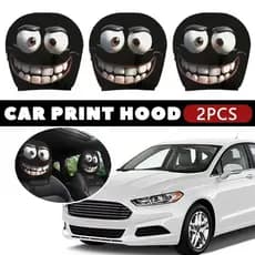 2 Pçs Engraçado Grande-Olho Dos Desenhos Animados Impressão Capa De Encosto De Cabeça Do Carro , Adequado Para Viagens E