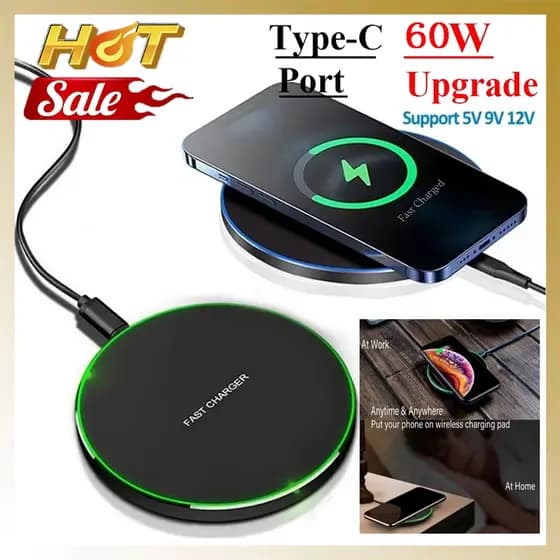 Carregador Sem Fio 60W Para Telefone 17 16 15 X Pro Max Indução Estação Doca De Carregamento Rápido Android IOS