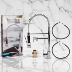 Torneira de Mesa Gourmet Cozinha Inox 51,5cm com Ducha Extensível Monocomando (quente e fria)