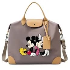 A.T.A Bolsa totê de lona Mickey Mouse, grande capacidade, feminina.