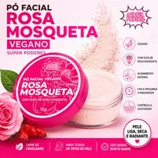 Pó Facial Vegano Rosa Mosqueta Super Poderes Solto Matificante Controle da Oleosidade
