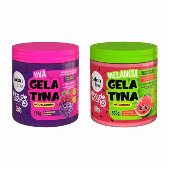 Kit duplinha de Gelatinas Melancia e Uva Salon Line #todecacho Kids