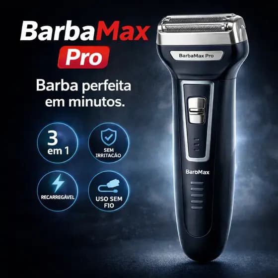 Aparador de Barba Profissional BarbaMax Pro 3 em 1 Máquina Cortar Barba Cabelo Nariz Recarregável Sem Fio Masculino