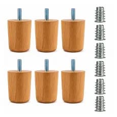 Kit Pés Cama Box Pes Madeira C/5cm Natural Casal + Bucha Americana MelSuper Resistente