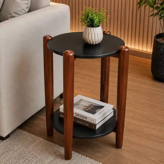 Mesa De Canto Lateral Baixa Redonda Sala Diversas cores