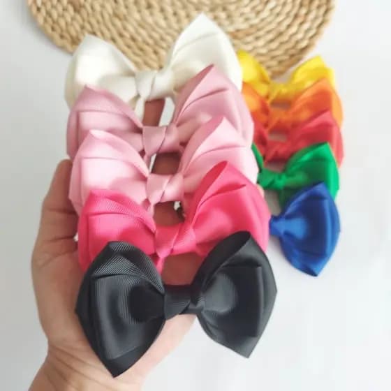Kit 5 Laço de Cabelo Colorido Grande na Presilha Acessório Infantil Menina
