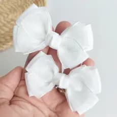 Parzinho de Laço Organza Luxo Batizado Menina