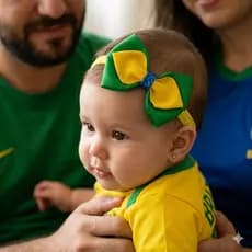 Laço na Faixinha Brasil Tiara Bebê Macia Enxoval Confortável