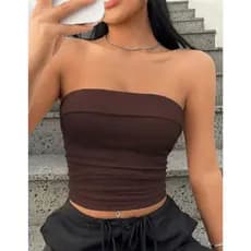 Cropped Cecilia Top Tomara que Caia Faixa Liso Corset Feminino Tubinho Básico Casual Moda Blogueira
