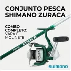 Vara De Pesca e Molinete Shimano Zuraca Kit Combo Profissional Tucunaré Tilápia - Vara 1.98mts 2 partes + Molinete 2500