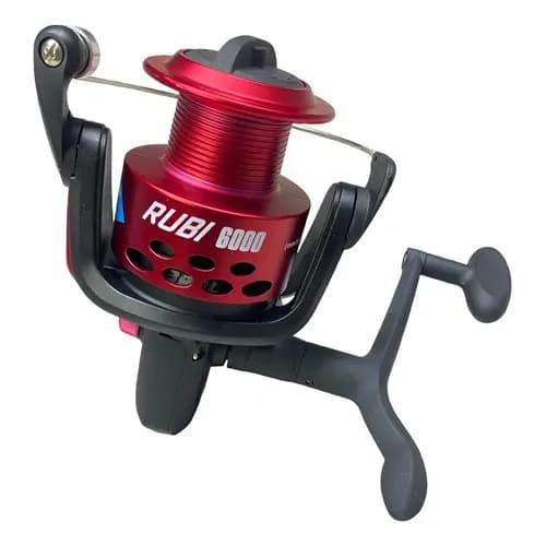 Molinete Pesca Brasil Rubi 6000 Capacidade 0.45 - 195 Mts Preto/vermelho