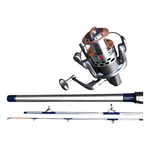 Kit Pesca Vara Alto Mar 3,0mt 15kg Com Molinete Western 6000 Cinza
