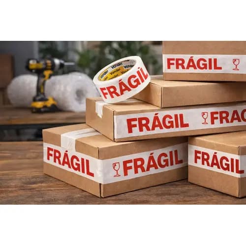 Kit 6 Rolos De Fita Adesiva Vonder Frágil 48mm X 50 Metros Branco/vermelho