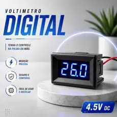 Voltimetro Digital para painel 0.36" medidor de voltagem e bateria DC 4.5-30V