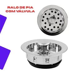 Kit 2 Ralos para Pia Modelo Americano Cromado com Válvula Cozinha Flexível Casa Cestinha Americana 6cm
