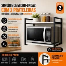 Suporte De Micro-ondas Industrial Suspenso 2 Andares – Moderno e Reforçado