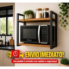 Suporte De Micro-ondas Forno Eletrico air fryer Porta Tempeiros Industrial Multiuso 2 Prateleiras Aço Reforçado Cozinha