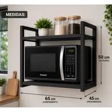 Suporte para Micro-ondas Suspenso Preto 65x45x50cm | Prateleira Industrial Multiuso Reforçada para Cozinha