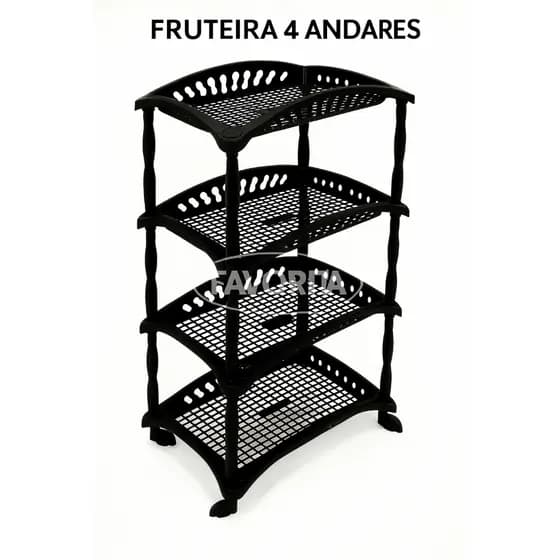 Fruteira De Chão De Plástico Multiuso 4 e 3 andares Organizador Empilhável com Rodinhas TOY
