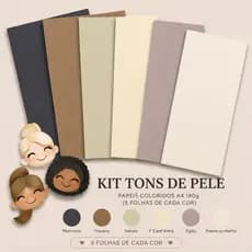 Papelaria Criativa Kit Papel Colorido A4 Tons de Pele 6 Cores Papel Liso 29,7x21cm Para Artesanato
