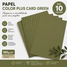 Papel Color Plus Card Green Verde Oliva 180g Kit 10 Folhas A4 Para Artesanato Scrapbook Convites