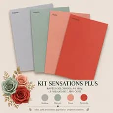 Color Plus Sensation A4 180g Papel Colorido Kit com 12 Folhas para Artesanato e Papelaria