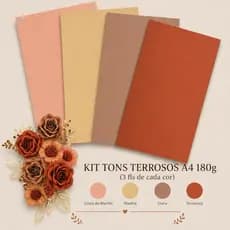 Color Plus terrosos A4 180g Papel Colorido Kit com 12 Folhas para Artesanato e Papelaria