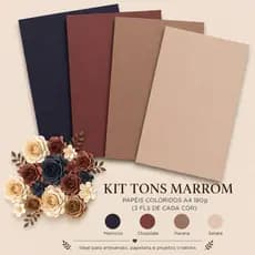 Kit Papéis Decorativos Tons Marrom Scrapbook Artesanato Colorido A4 Alta Gramatura