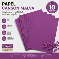 Canson Malva Papel Colorido A4 185g Lilás Magenta Pacote com 10 Folhas