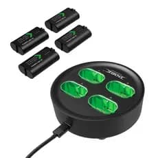 Base Dock Carregador 4 em 1 Compatível com Xbox One Series S/x + 4 Baterias e Cabo USB