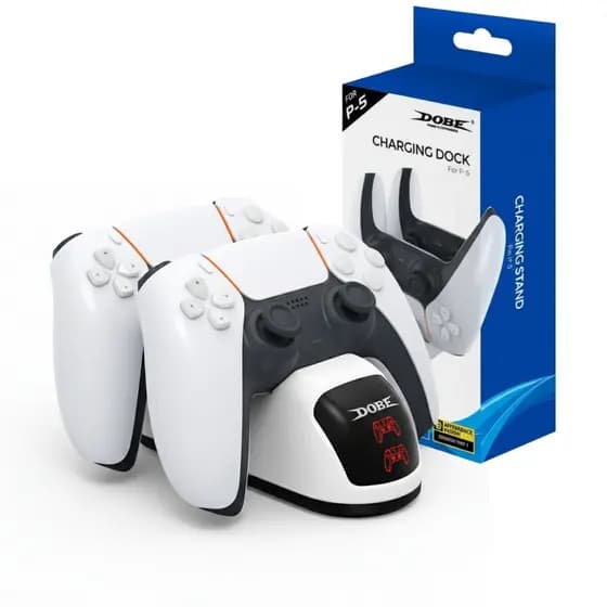 Suporte Dock Duplo Branco Carregador Manete para Controle Dualsense Ps5 Playstation
