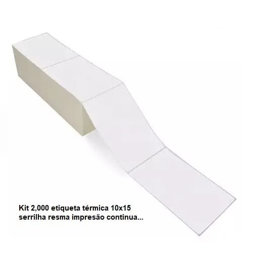 Kit 2000 etiqueta térmica 10x15 serrilha resma impressão continua não usa ribbon  PROMO